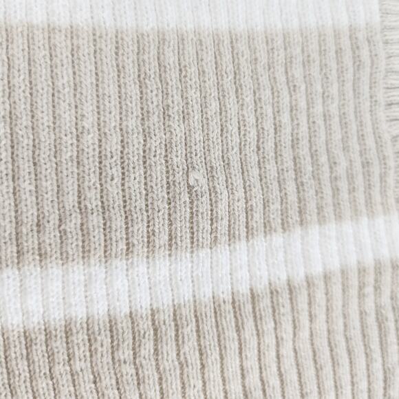 Tan Striped Cardigan Womens 1X High Low Knit Ribbed White Beige Boho Bohemian - Picture 13 of 13